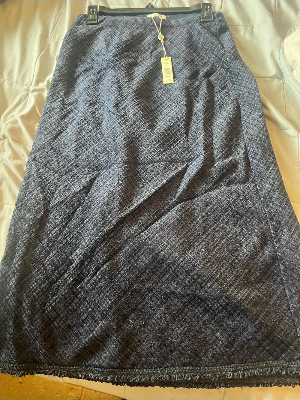 Textured Navy Midi Skirt - Classic Women's Skirt